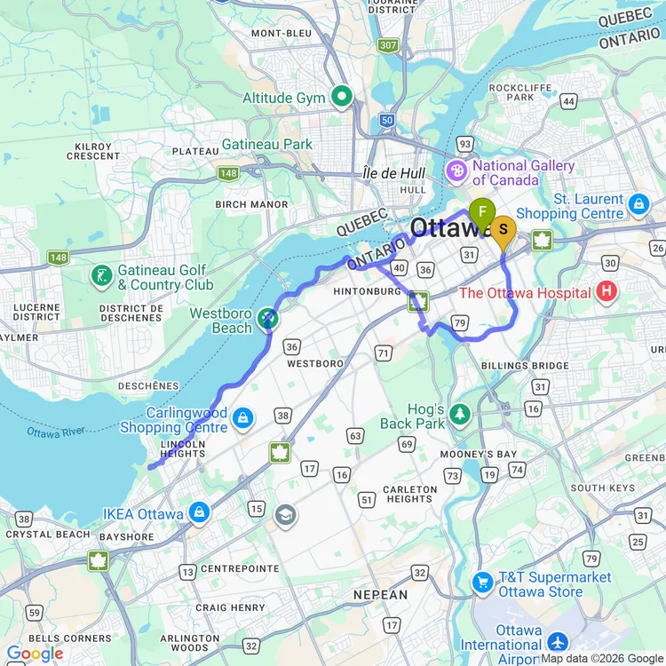 Map of Britannia 🌳 by Ottawa River Pathway