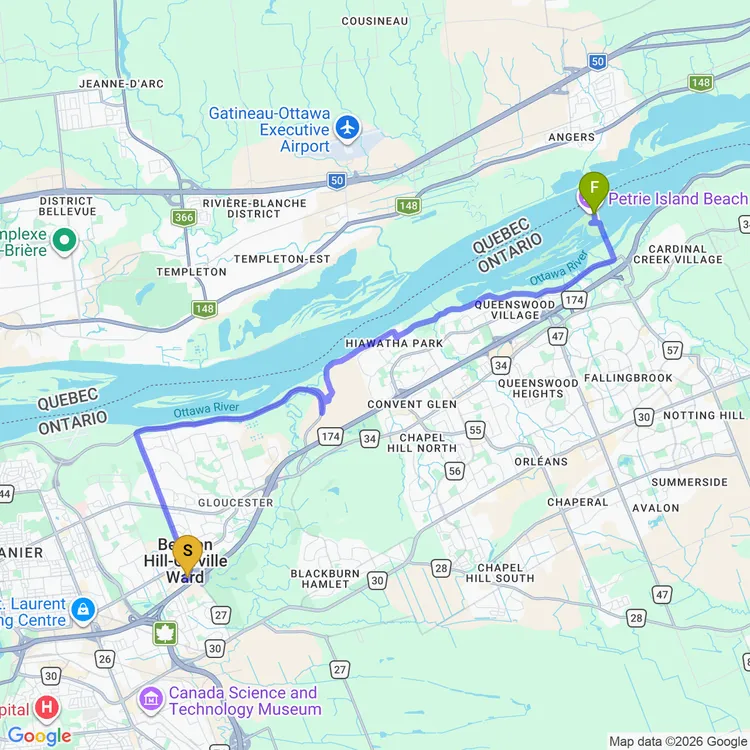 Map of East End ➡️ Petrie Island