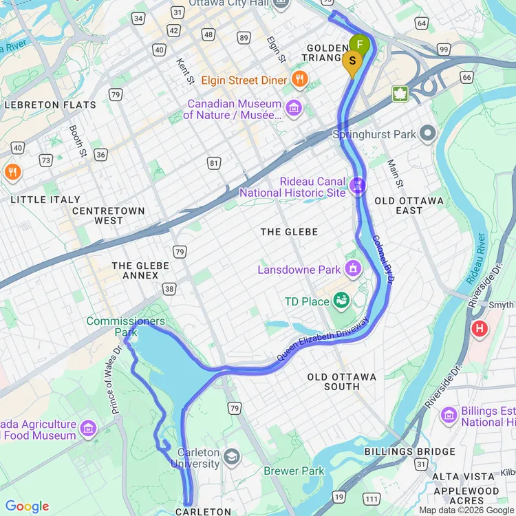 Map of Easy Loop around the Canal