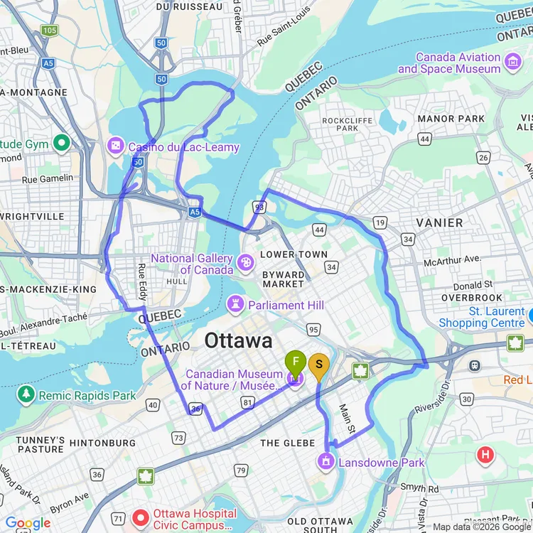 Map of Chill Loop to Lake Leamy
