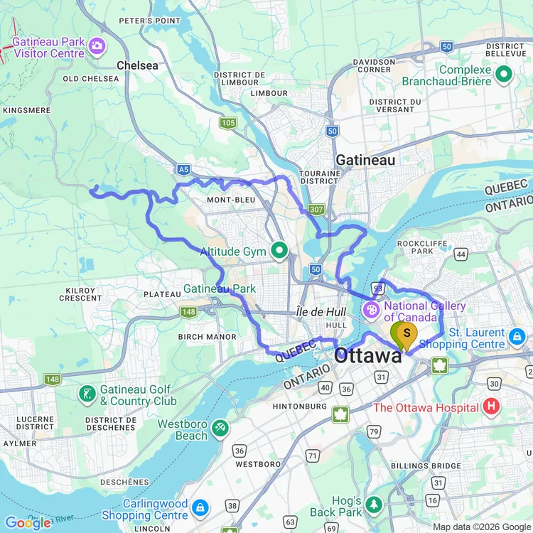 Map of Pink Lake in Gatineau Park